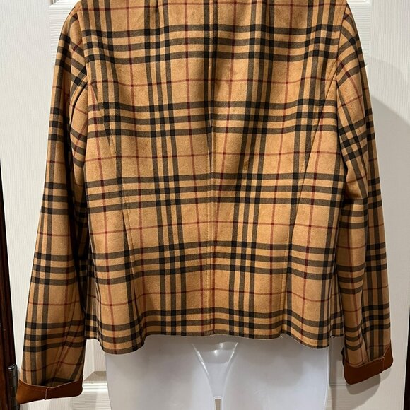 Kut From The Kloth Jace Moto Jacket Womens Medium Tan Plaid Asymmetrical Zip Fro - Picture 7 of 8